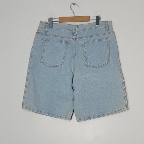 Bugle Boy 100% Cotton Unisex Light Wash High Rise Retro Jean Short Pockets Sz 34 - Picture 2 of 13